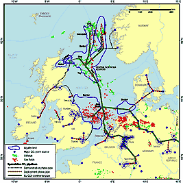 A planned roll-out of CO2 storage pipelines in the North Sea