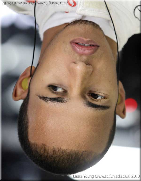 Lewis Hamilton upside down face