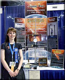 Holly at ISEF, with her award-winning cosmic ray stand