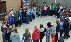 All pupils and seniors attempt a large Human Circuit